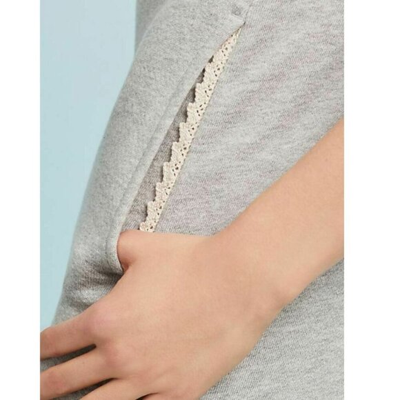 Anthropologie Mini Sweatshirt Dress Medium Gray Cotton Short Sleeve Cloth Stone - Picture 5 of 5